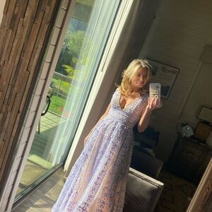 Bronx and Banco Lavender Floral Maxi Dress